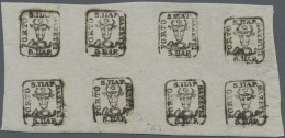 Romania: 1858, 5 Par Black On White, Decorative Block Of Eight, Mint Never Hinge - Ungebraucht