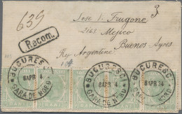 Romania: 1884, 10 Bani Horizontal Strip Of 5 Tied "Bucuresti Gara De Nord 8 Apr - Storia Postale