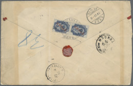 Russian Post In China: 1903, Early Via Siberia Mail From China: 10 K. Pair Tied - China