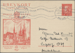 Sweden - Postal Stationery: 1929, Pictorial Card Gustav 15ö. Red, Four Different - Interi Postali