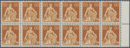 Schweiz: 1933 Helvetia 60 Rp. Auf Geriffeltem Kreidepapier, Rand-12er-Block, Tad - Nuovi