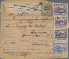 Czechoslowakia: 1919, Hradcany 200h. Ultramarine, 400h. Violet (3), 50h. Purple - Brieven En Documenten