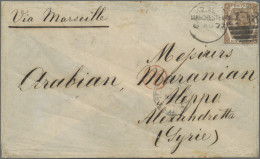 Turkey: 1868-70 Duloz 2pi. And Bisected 20pa. Green Used On Back Of Cover Sent F - Storia Postale