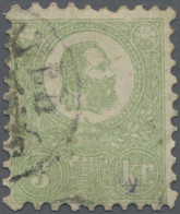 Hungary: 1871 'Franz Josef' LITHOGRAPHED 3k. Green, Used And Cancelled By Part C - Used Stamps