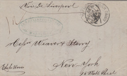 MTM148 - 1868 TRANSATLANTIC LETTER FRANCE TO USA Steamer AUSTRALASIAN CUNARD - UNPAID - DEPRECIATED CURRENCY - Marcofilie