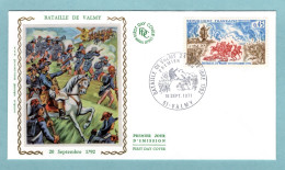 FDC France 1971 - Bataille De Valmy - YT 1679 - 51 Valmy (soie) - 1970-1979