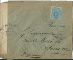 ESPAGNE LETTRE CENSURE 25c POUR PARIS ( FRANCE ) DE 1917 AVEC NOM DU CENSEUR LETTRE COVER - Cartas & Documentos