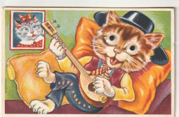 *** CHAT  *** CHATS CHATONS  --par Illustrateur Chats Humanisés Musique  Carte Syteme Yeux  Mandoline -- Timbrée TTB  - Cats