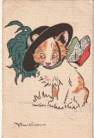 *** CHAT  *** CHATS CHATONS  --par Illustrateur Signé Chat Italien - Hand Painting ??? -- Timbrée TTB  - Cats