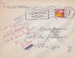 1965--lettre De PARIS 21 -75 Pour PARIS 18°,tp Blason ,cachet, Griffes "N'HPAI + Retour Envoyeur" - Covers & Documents
