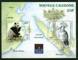 Nelle Calédonie ** Bloc 16 - "Hong Kong 94" Expo Philatélique. Panda Géant, Oiseau : Le Cagou - Unused Stamps