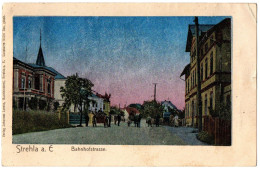 1.12.30 , STREHLA  A. ELBE, BAHNHOFSTRASSE, 1914, POSTCARD - Meissen