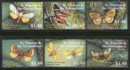 St. Vincent 2001 Butterflies Moths Insect Sc 3000 6v MNH # 651 - Mariposas