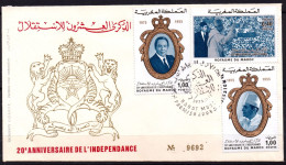 MAROC 1975 FDC ENVELOPPE 1ER JOUR Y&T N° 738 à 740 (2) - Morocco (1956-...)