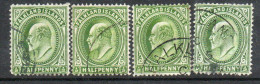 Falkland Islands EVII 1904-12 ½d Yellow-green Definitive, 4 Shades, Used, SG 43 - Falkland