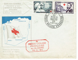 N° 316 Et N° 316 Croix Rouge Premier Jour Alger 30 Octobre 1954 Sur Lettre - Storia Postale