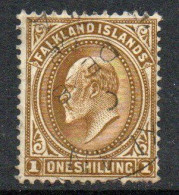 Falkland Islands EVII 1904-12 1/- Brown Definitive, Used, SG 48 - Falkland