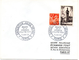 ECRIVAIN / JULES VERNE  = 75 PARIS 1955 = CACHET TEMPORAIRE GRAND FORMAT = EXPOSITION MUSEE DE LA FRANCE D'OUTRE MER - Writers