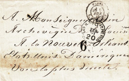 MTM150 - 1866 TRANSATLANTIC LETTER FRANCE TO USA Steamer ALLEMANNIA HAPAG - UNPAID - DEPRECIATED CURRENCY - Marcofilie