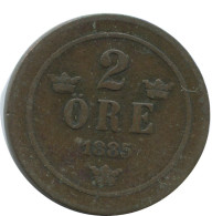 2 ORE 1885 SCHWEDEN SWEDEN Münze #AC996.2.D.A - Suecia