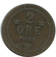 2 ORE 1885 SCHWEDEN SWEDEN Münze #AC996.2.D.A - Zweden