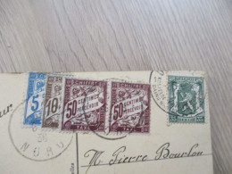 Sur CPA La Panne Belgique 4 TP Taxe France A Voir - 1859-1959 Covers & Documents