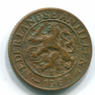 1 CENT 1965 ANTILLAS NEERLANDESAS Bronze Fish Colonial Moneda #S11123.E.A - Antilles Néerlandaises