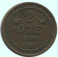 2 ORE 1899 SCHWEDEN SWEDEN Münze #AC890.2.D.A - Suecia