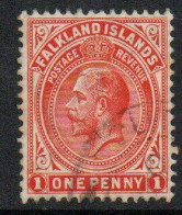 Falkland Islands GV 1912-20 1d Orange-red Definitive, Comb Perf, Wmk. Multiple Crown CA, Used, SG 61 - Islas Malvinas