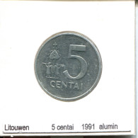 5 CENTAI 1991 LITAUEN LITHUANIA Münze #AS703.D.A - Lituania