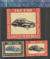 THE CAR IMPREGNATED DAMP PROOF SAFETY MATCHES -  EXPORT MATCHBOX LABELS AUSTRIA ( OLD And RARE 1954 ) - Matchbox Labels