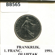 1 FRANC 1991 FRANKREICH FRANCE Französisch Münze #BB565.D.A - 1 Franc