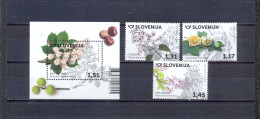 SLOVENIA - MNH - FLOWERS - MI.NO.1214/4 + BL 123 - CV = 12,5 € - Slovénie