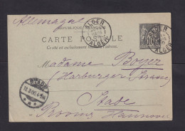 1900 - 10 C. Frankreich Ganzsache Ab ALGER Nach Stade - Storia Postale