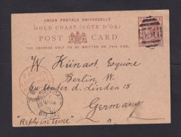 1891 - 1 1/2 P. Ganzsache Ab CAPE COAST Nach Berlin - Goldküste (...-1957)