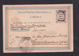 1891 - 3 C. Ganzsache Ab Grand Bassa Nach CONSTANTINOPEL  - Liberia