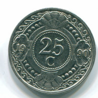 25 CENTS 1990 ANTILLAS NEERLANDESAS Nickel Colonial Moneda #S11252.E.A - Nederlandse Antillen