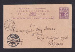 26 C. Ganzsache Mit Französischem Schiffspost-Aufgabe-Stempel Nach Potsdam - Mauricio (...-1967)