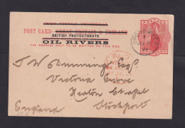 OIL RIVERS - 1894 - 1 P. Überdruck-Ganzsache (P 2) Ab OPORO RIVER Nach England - Nigeria (...-1960)
