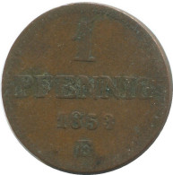 SAXONY 1 PFENNIG 1853 F Mint Stuttgart K.S. S.M. German States #DE10598.16.F.A - Andere & Zonder Classificatie