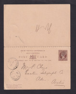 1894 - 8 C. Doppel-Ganzsache Ab Seychelles Nach ADEN - Seychellen (...-1976)