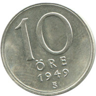10 ORE 1949 SUECIA SWEDEN PLATA Moneda #AD036.2.E.A - Svezia
