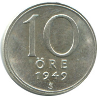 10 ORE 1949 SUECIA SWEDEN PLATA Moneda #AD097.2.E.A - Svezia