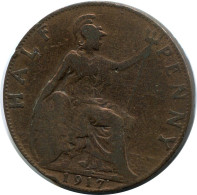 HALF PENNY 1917 UK GREAT BRITAIN Coin #BA962.U.A - C. 1/2 Penny