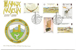 Isle Of Man 1986   Centenary Of The Manx Museum, Mi 302-306 FDC - Isola Di Man