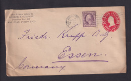 1913 - 2 C. USA Ganzsache Mit Zufrankatur Ab SAN JUAN Nach Essen - Puerto Rico