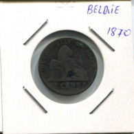 2 CENTIMES 1870 FRENCH Text BELGIQUE BELGIUM Pièce #AR415.F.A - 2 Centimes