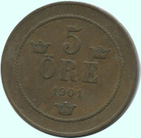 5 ORE 1901 SCHWEDEN SWEDEN Münze #AC665.2.D.A - Sweden