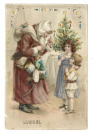 ***   HOLD  TO  LIGHT  CARD   ***  -  Kerstman En Kinderen  -    Zie / Voir / See Scan's - Tegenlichtkaarten, Hold To Light