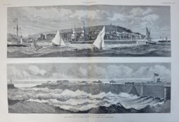 Honfleur - Les Traveaux D'amélioration U Port De Honfleur - Page Originale Double 1881 - Historische Dokumente